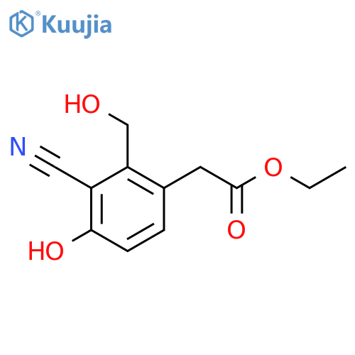 Ethyl 3-cyano-4-hydroxy-2-(hydroxymethyl)phenylacetate structure