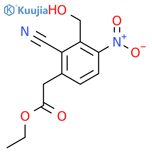 Ethyl 2-cyano-3-hydroxymethyl-4-nitrophenylacetate structure