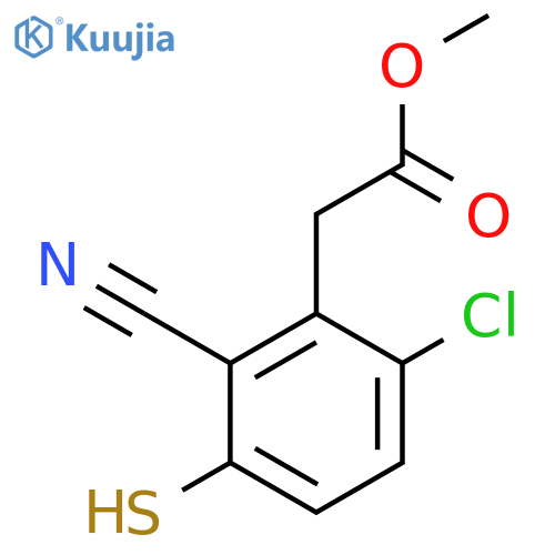 Methyl 6-chloro-2-cyano-3-mercaptophenylacetate structure