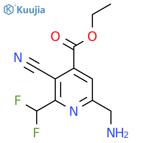 Ethyl 6-(aminomethyl)-3-cyano-2-(difluoromethyl)pyridine-4-carboxylate structure