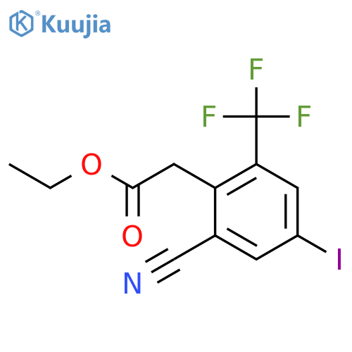 Ethyl 2-cyano-4-iodo-6-(trifluoromethyl)phenylacetate structure