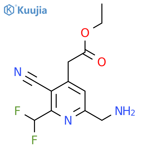 Ethyl 6-(aminomethyl)-3-cyano-2-(difluoromethyl)pyridine-4-acetate structure
