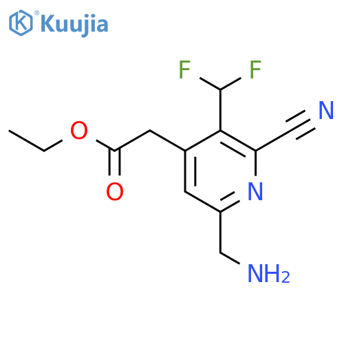 Ethyl 6-(aminomethyl)-2-cyano-3-(difluoromethyl)pyridine-4-acetate structure