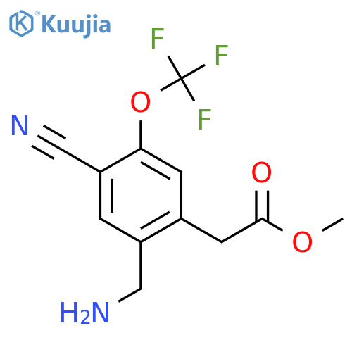 Methyl 2-aminomethyl-4-cyano-5-(trifluoromethoxy)phenylacetate structure