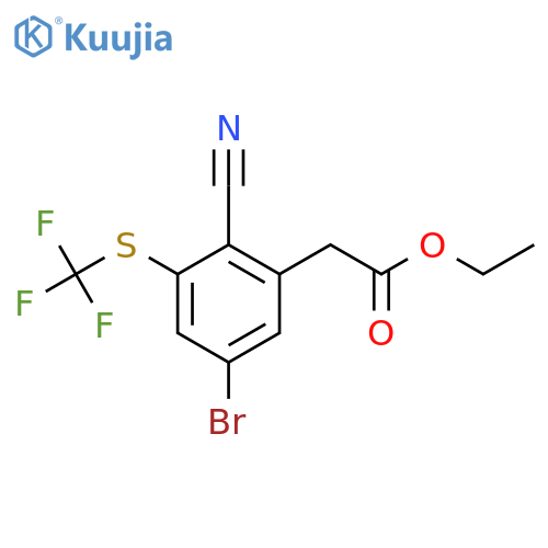 Ethyl 5-bromo-2-cyano-3-(trifluoromethylthio)phenylacetate structure