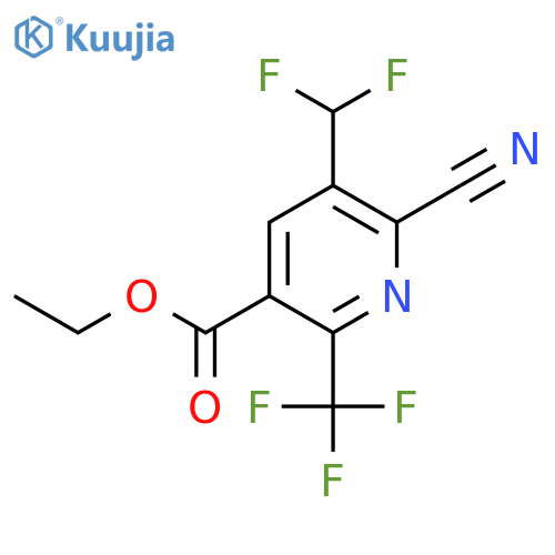 Ethyl 2-cyano-3-(difluoromethyl)-6-(trifluoromethyl)pyridine-5-carboxylate structure