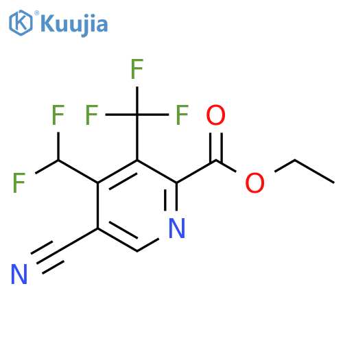 Ethyl 5-cyano-4-(difluoromethyl)-3-(trifluoromethyl)pyridine-2-carboxylate structure
