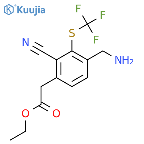 Ethyl 4-aminomethyl-2-cyano-3-(trifluoromethylthio)phenylacetate structure