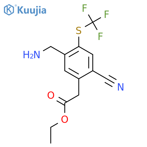 Ethyl 5-aminomethyl-2-cyano-4-(trifluoromethylthio)phenylacetate structure