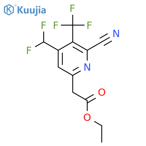 Ethyl 2-cyano-4-(difluoromethyl)-3-(trifluoromethyl)pyridine-6-acetate structure