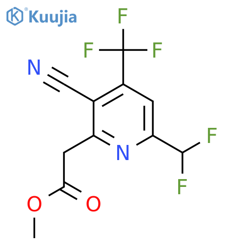 Methyl 3-cyano-6-(difluoromethyl)-4-(trifluoromethyl)pyridine-2-acetate structure