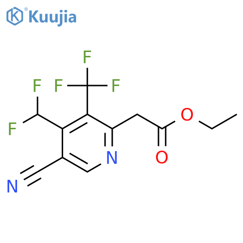 Ethyl 5-cyano-4-(difluoromethyl)-3-(trifluoromethyl)pyridine-2-acetate structure