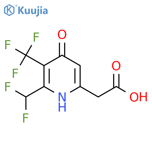 2-(Difluoromethyl)-4-hydroxy-3-(trifluoromethyl)pyridine-6-acetic acid structure