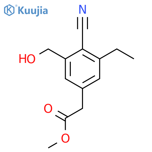 Methyl 4-cyano-3-ethyl-5-(hydroxymethyl)phenylacetate structure