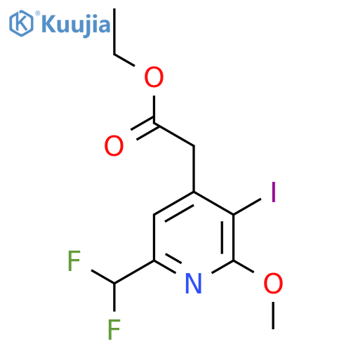 Ethyl 6-(difluoromethyl)-3-iodo-2-methoxypyridine-4-acetate structure