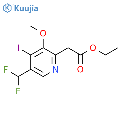 Ethyl 5-(difluoromethyl)-4-iodo-3-methoxypyridine-2-acetate structure