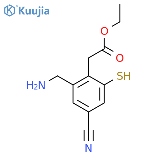 Ethyl 2-aminomethyl-4-cyano-6-mercaptophenylacetate structure