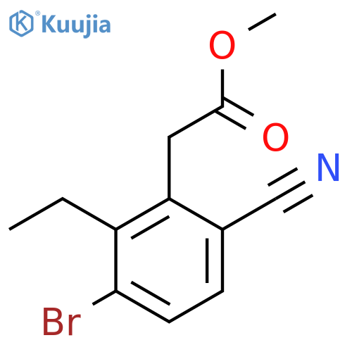 Methyl 3-bromo-6-cyano-2-ethylphenylacetate structure