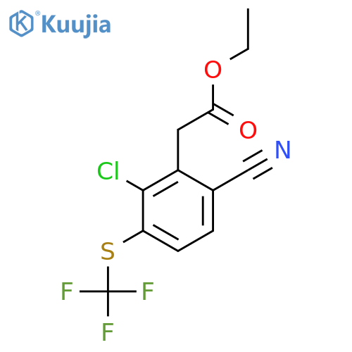 Ethyl 2-chloro-6-cyano-3-(trifluoromethylthio)phenylacetate structure