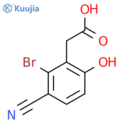 2-Bromo-3-cyano-6-hydroxyphenylacetic acid structure