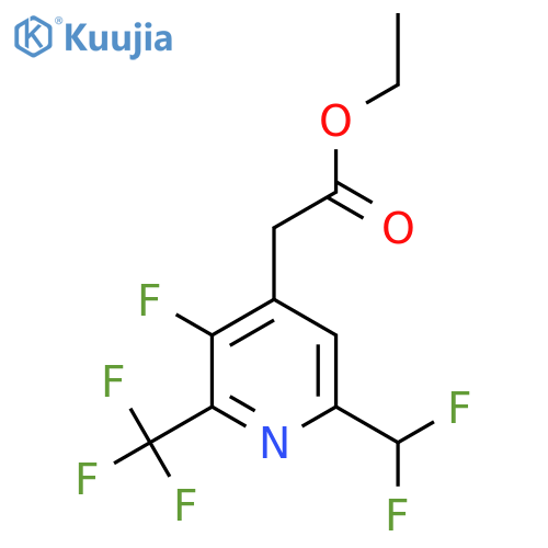 Ethyl 6-(difluoromethyl)-3-fluoro-2-(trifluoromethyl)pyridine-4-acetate structure