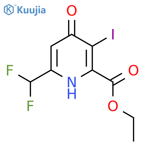 Ethyl 6-(difluoromethyl)-4-hydroxy-3-iodopyridine-2-carboxylate structure