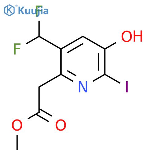 Methyl 3-(difluoromethyl)-5-hydroxy-6-iodopyridine-2-acetate structure
