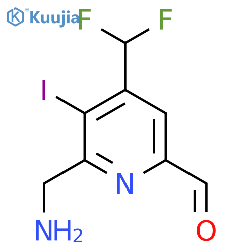 2-(Aminomethyl)-4-(difluoromethyl)-3-iodopyridine-6-carboxaldehyde structure