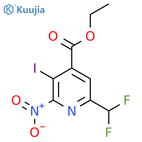Ethyl 6-(difluoromethyl)-3-iodo-2-nitropyridine-4-carboxylate structure