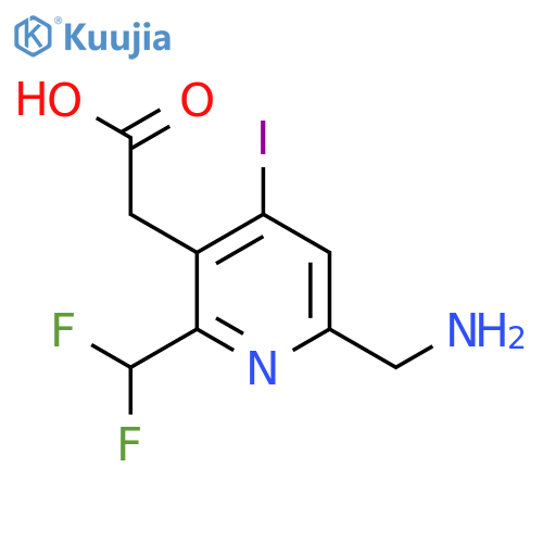 6-(Aminomethyl)-2-(difluoromethyl)-4-iodopyridine-3-acetic acid structure