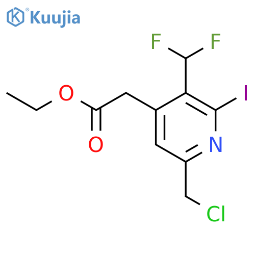 Ethyl 6-(chloromethyl)-3-(difluoromethyl)-2-iodopyridine-4-acetate structure