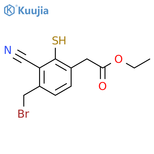 Ethyl 4-bromomethyl-3-cyano-2-mercaptophenylacetate structure