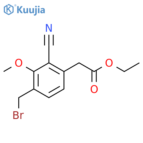 Ethyl 4-bromomethyl-2-cyano-3-methoxyphenylacetate structure