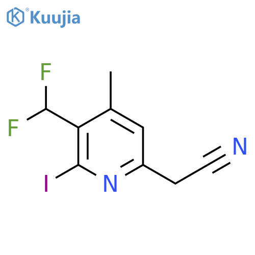 3-(Difluoromethyl)-2-iodo-4-methylpyridine-6-acetonitrile structure