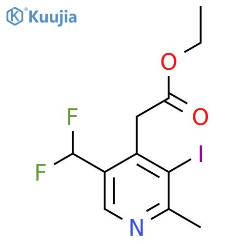 Ethyl 5-(difluoromethyl)-3-iodo-2-methylpyridine-4-acetate structure