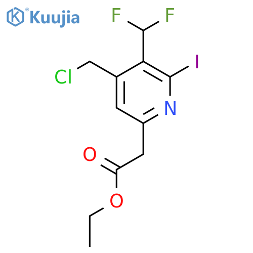 Ethyl 4-(chloromethyl)-3-(difluoromethyl)-2-iodopyridine-6-acetate structure