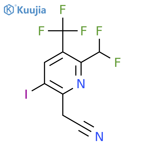 2-(Difluoromethyl)-5-iodo-3-(trifluoromethyl)pyridine-6-acetonitrile structure