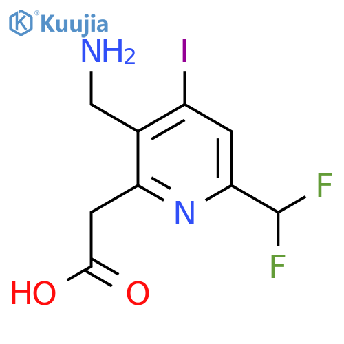 3-(Aminomethyl)-6-(difluoromethyl)-4-iodopyridine-2-acetic acid structure