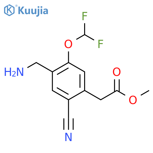 Methyl 4-aminomethyl-2-cyano-5-(difluoromethoxy)phenylacetate structure