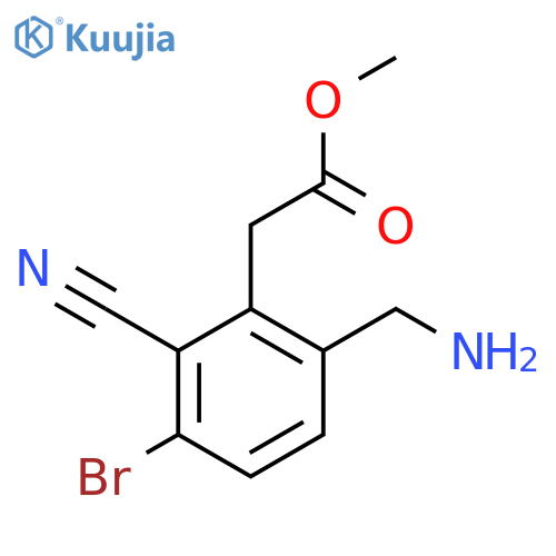 Methyl 6-aminomethyl-3-bromo-2-cyanophenylacetate structure
