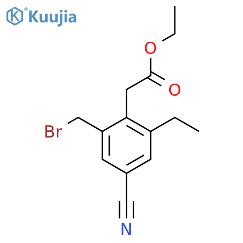 Ethyl 2-bromomethyl-4-cyano-6-ethylphenylacetate structure
