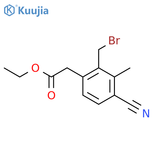 Ethyl 2-bromomethyl-4-cyano-3-methylphenylacetate structure