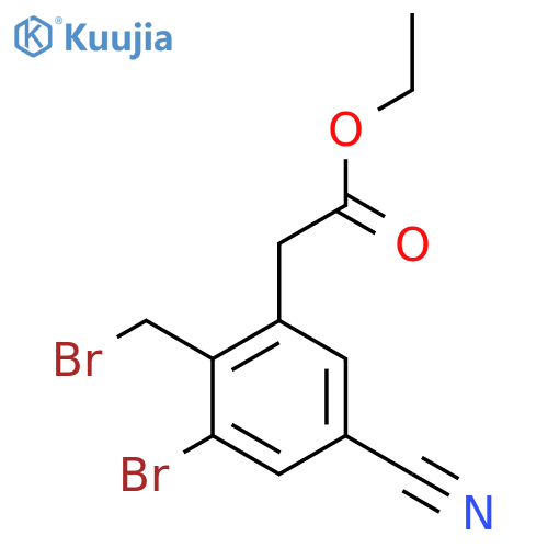 Ethyl 3-bromo-2-bromomethyl-5-cyanophenylacetate structure