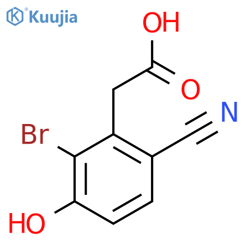 2-Bromo-6-cyano-3-hydroxyphenylacetic acid structure