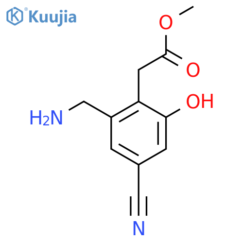 Methyl 2-aminomethyl-4-cyano-6-hydroxyphenylacetate structure