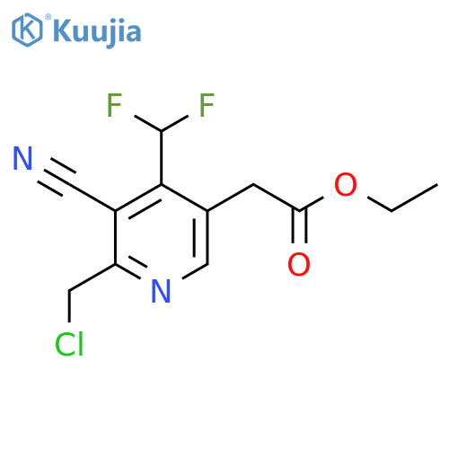 Ethyl 2-(chloromethyl)-3-cyano-4-(difluoromethyl)pyridine-5-acetate structure