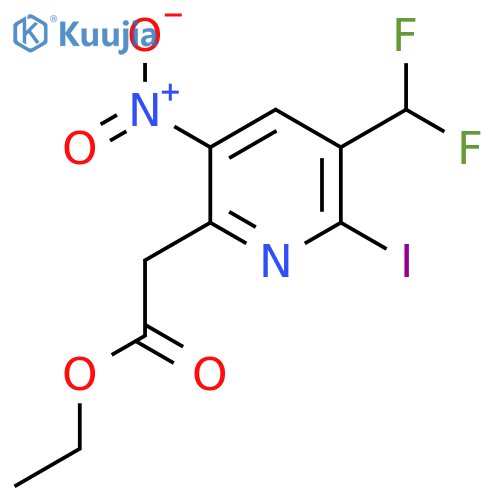 Ethyl 3-(difluoromethyl)-2-iodo-5-nitropyridine-6-acetate structure