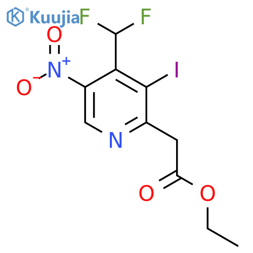Ethyl 4-(difluoromethyl)-3-iodo-5-nitropyridine-2-acetate structure