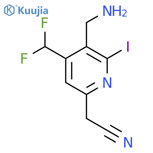 3-(Aminomethyl)-4-(difluoromethyl)-2-iodopyridine-6-acetonitrile structure