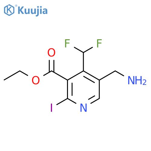 Ethyl 5-(aminomethyl)-4-(difluoromethyl)-2-iodopyridine-3-carboxylate structure